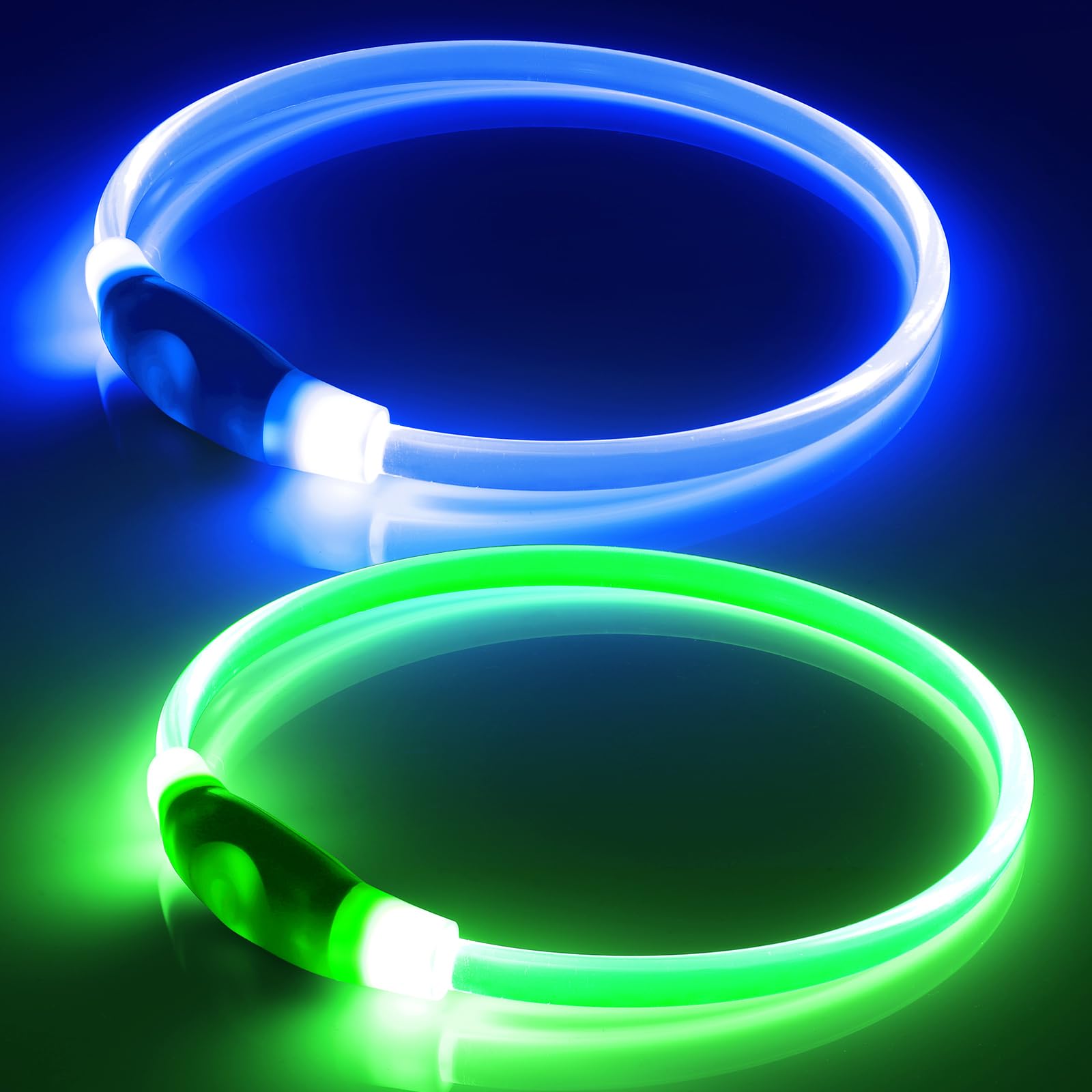 Bpawser collier lumineux pack avant montrant les deux couleurs pour identification rapide