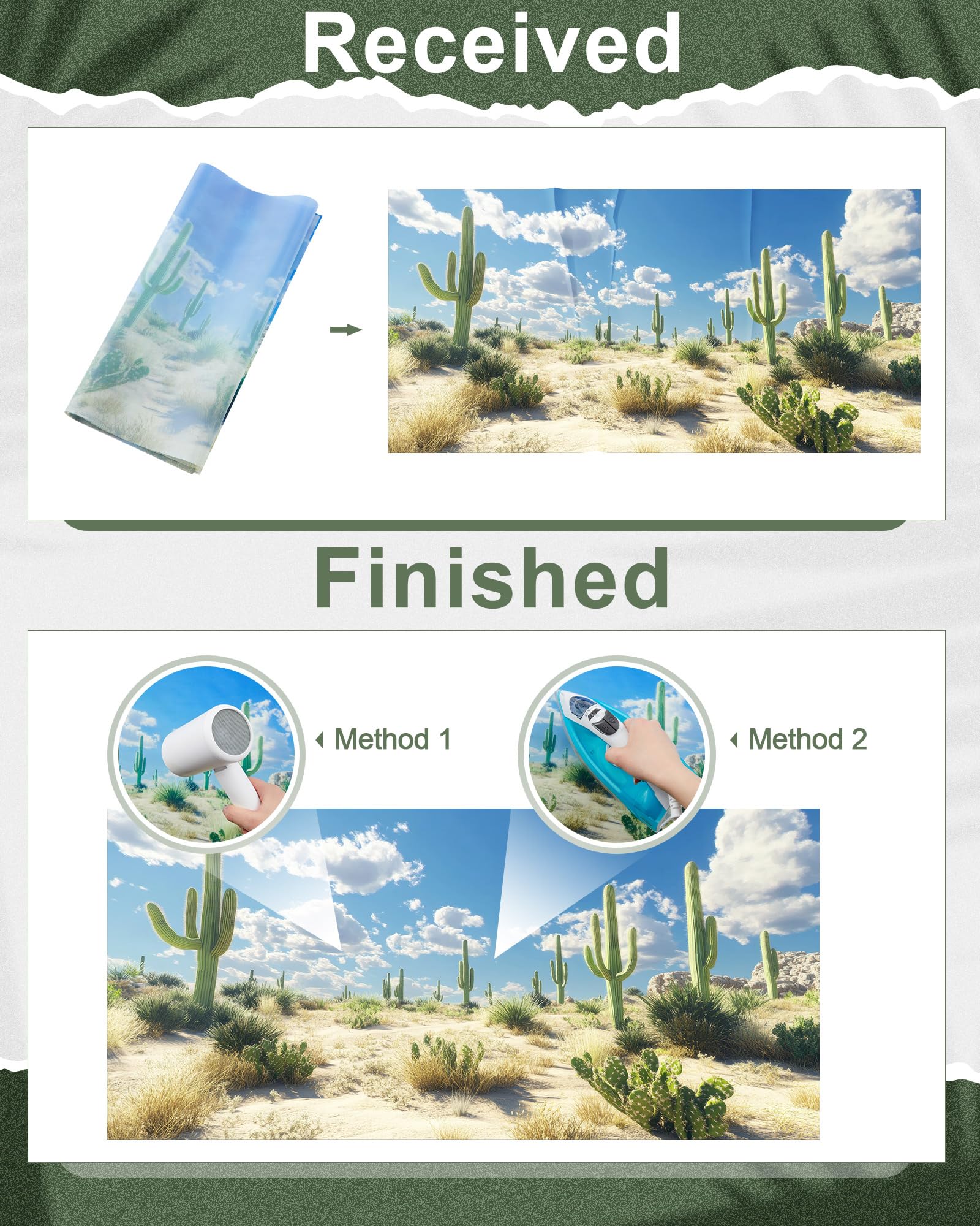 Breling fond cactus avec règle, montre dimensions et facilité de découpe