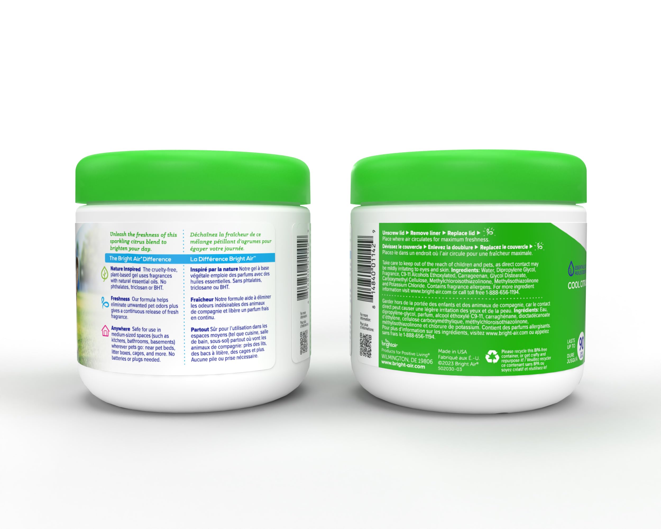 Bright Air packaging côte à côte sur table montrant lot de six prêt à l'emploi