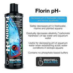 Brightwell Aquatics Florin pH- gros plan sur le bouchon doseur pour verser précisément