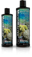 Brightwell Aquatics MicroBacter7 emballage avant montrant la bouteille et bénéfice eau claire