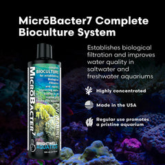 Brightwell Aquatics MicroBacter7 étiquette en gros plan, lisibilité et infos produit