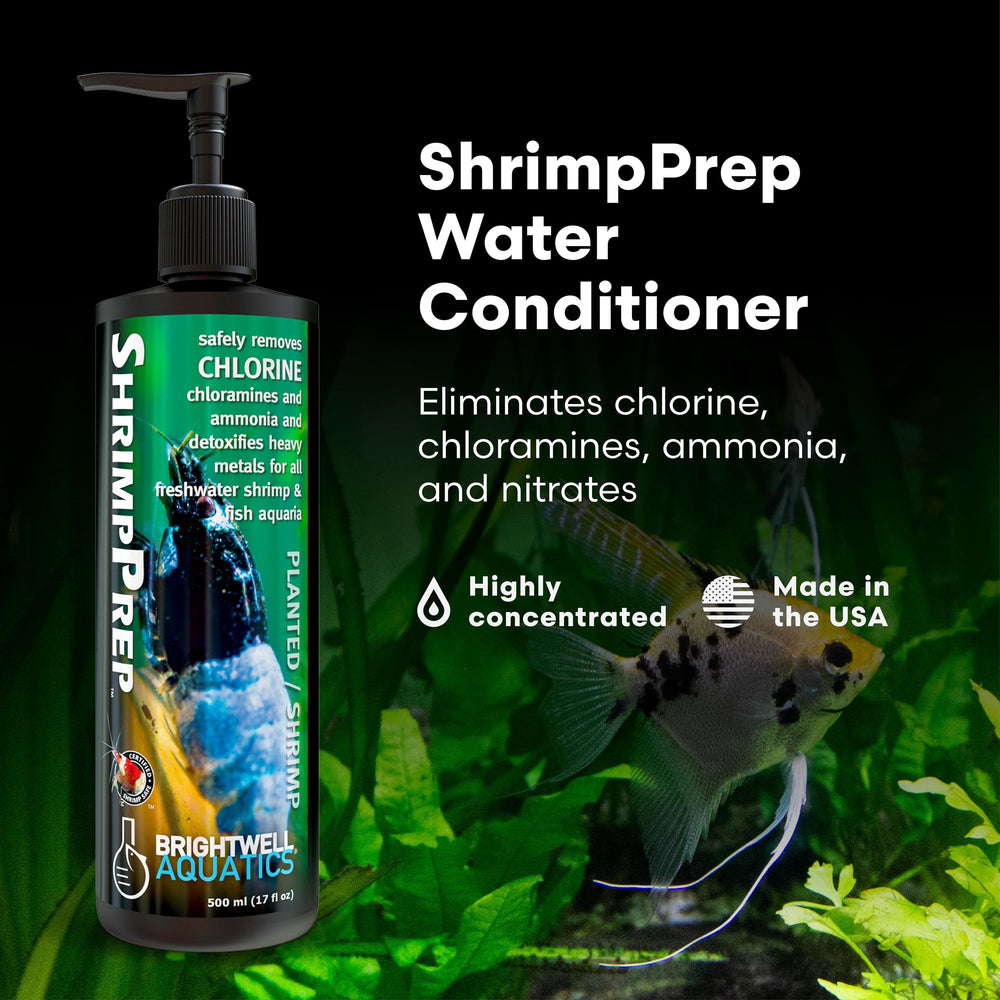 Brightwell Aquatics gros plan du liquide Shrimp Prep, texture claire pour protection rapide