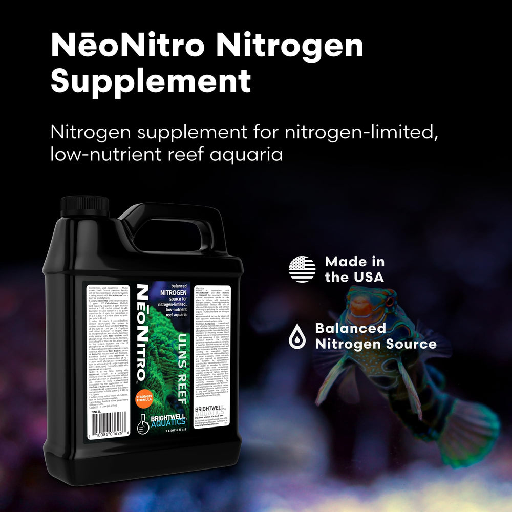 Brightwell Aquatics NēoNitro gros plan étiquette indiquant dosages clairs