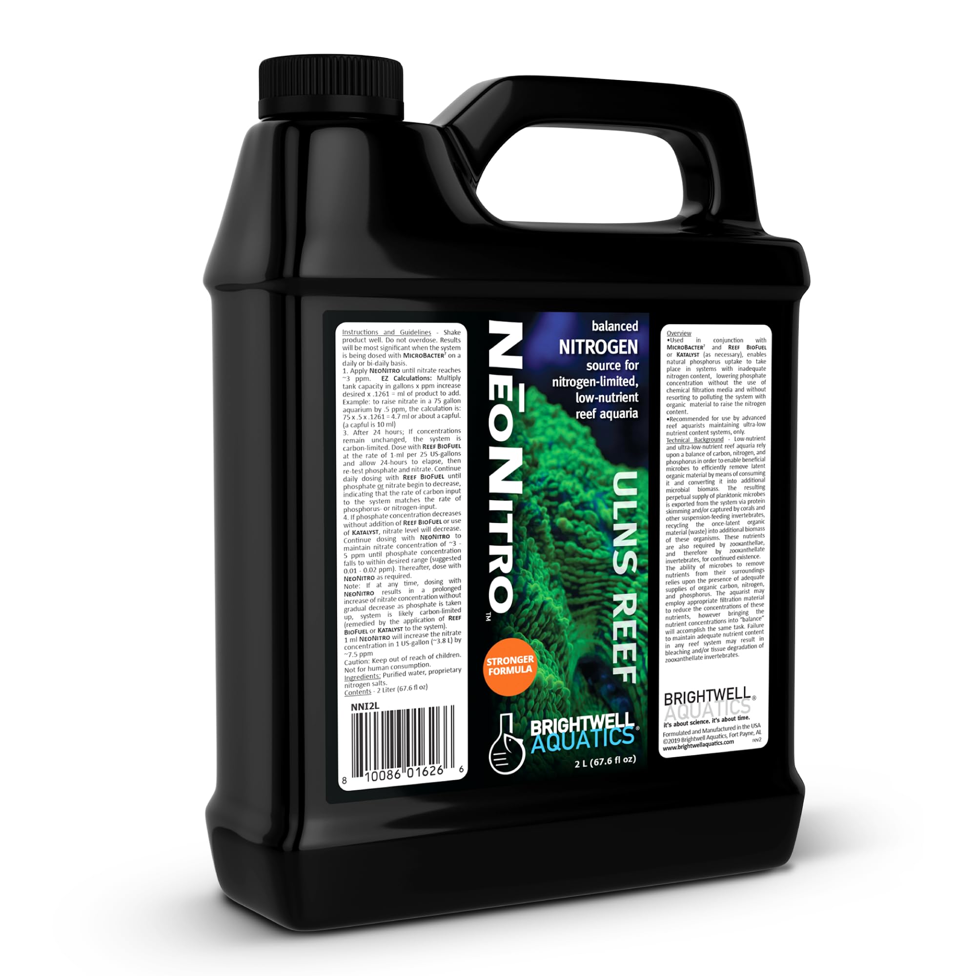 Brightwell Aquatics NēoNitro flacon 2L montrant l’emballage et l’usage pratique
