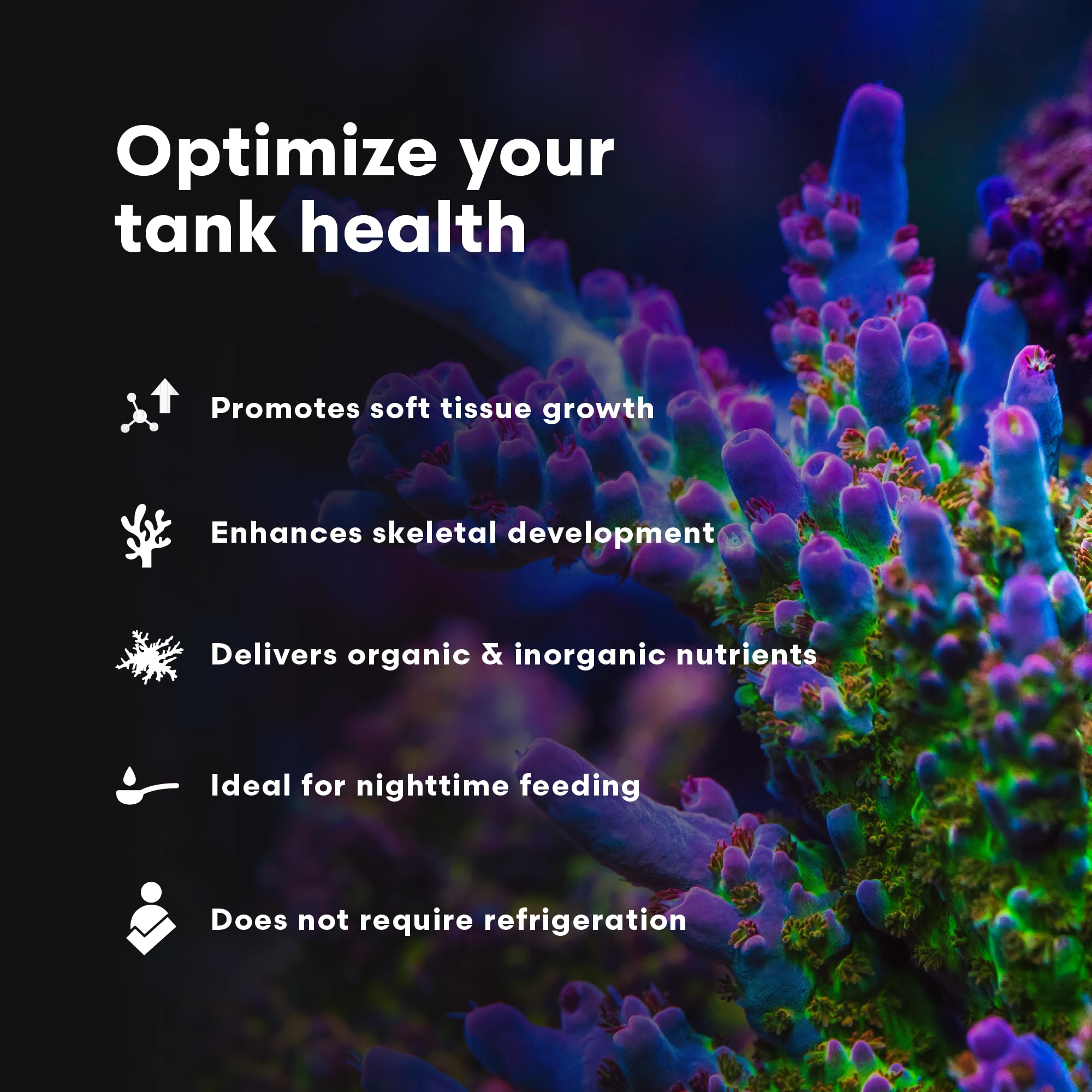 Brightwell Aquatics texture Reef Snow solution illustrant particules fines assimilables