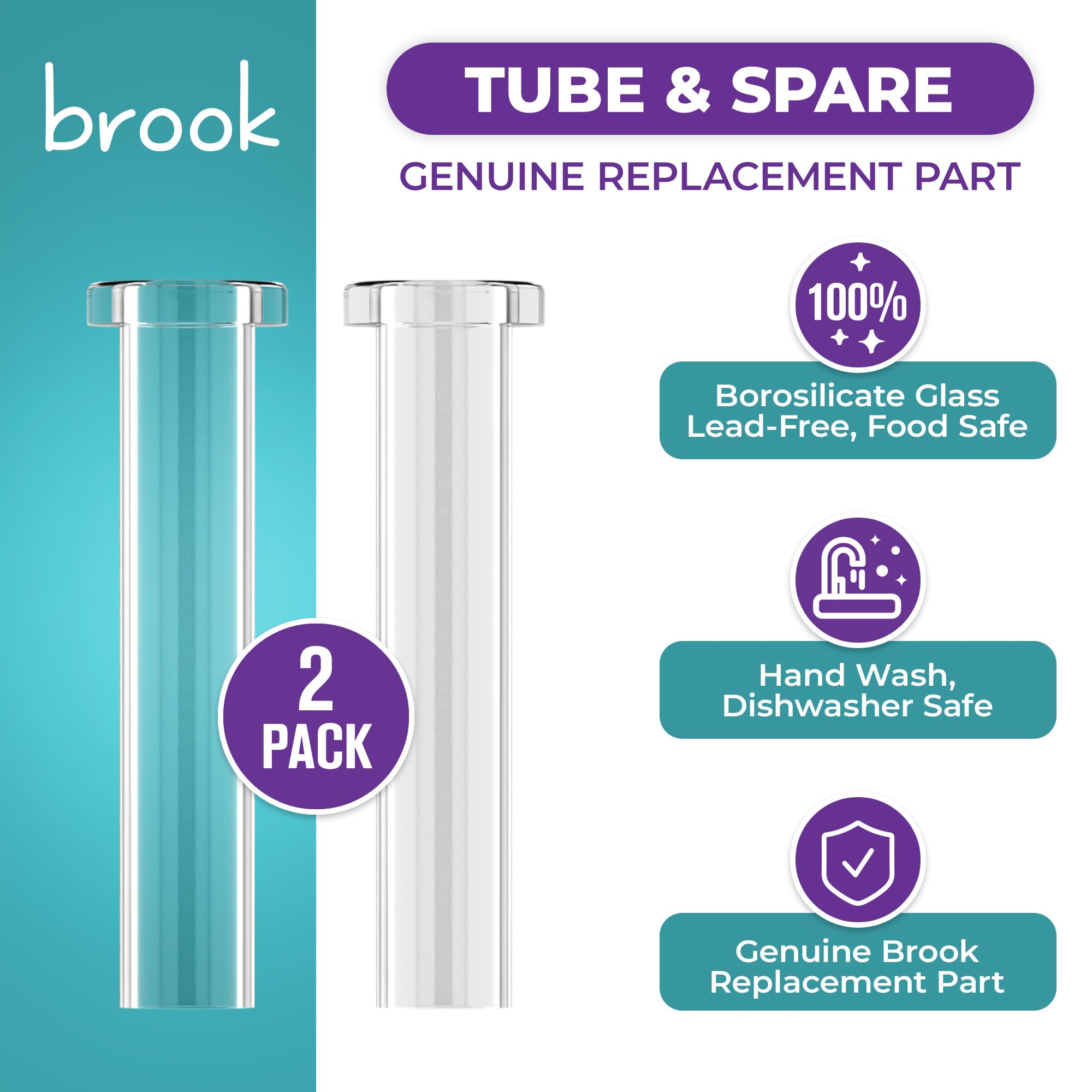 BROOK gros plan du verre borosilicate montrant finition lisse et durable