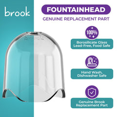 Brook verre gros plan montrant finition borosilicate facile à nettoyer