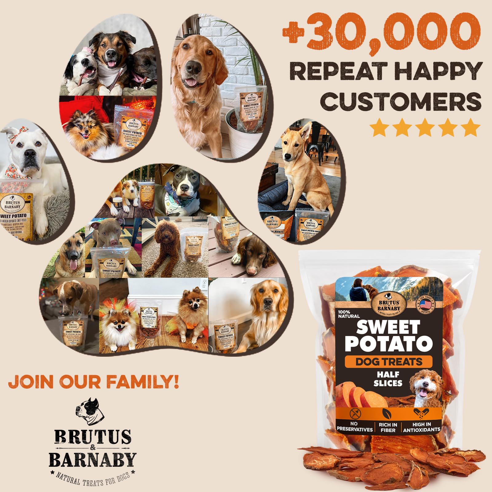 BRUTUS & BARNABY sachet ouvert avec tranches visibles pour présentation produit
