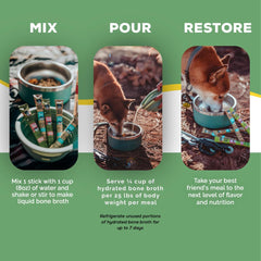 Brutus Bone Broth poudre gros plan montrant texture et avantage goût intense