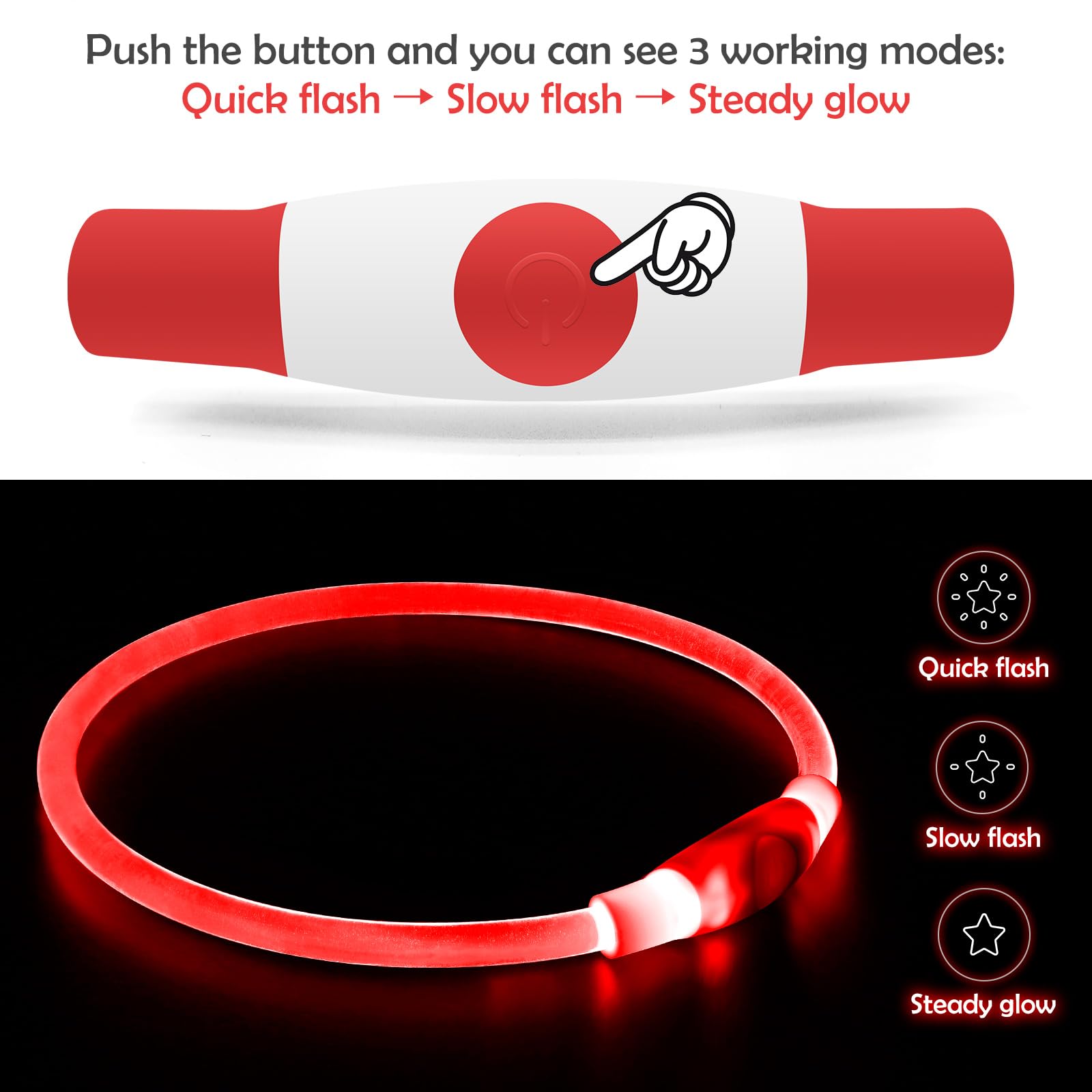 BSEEN gros plan bande LED rouge illustrant visibilité à 360 degrés
