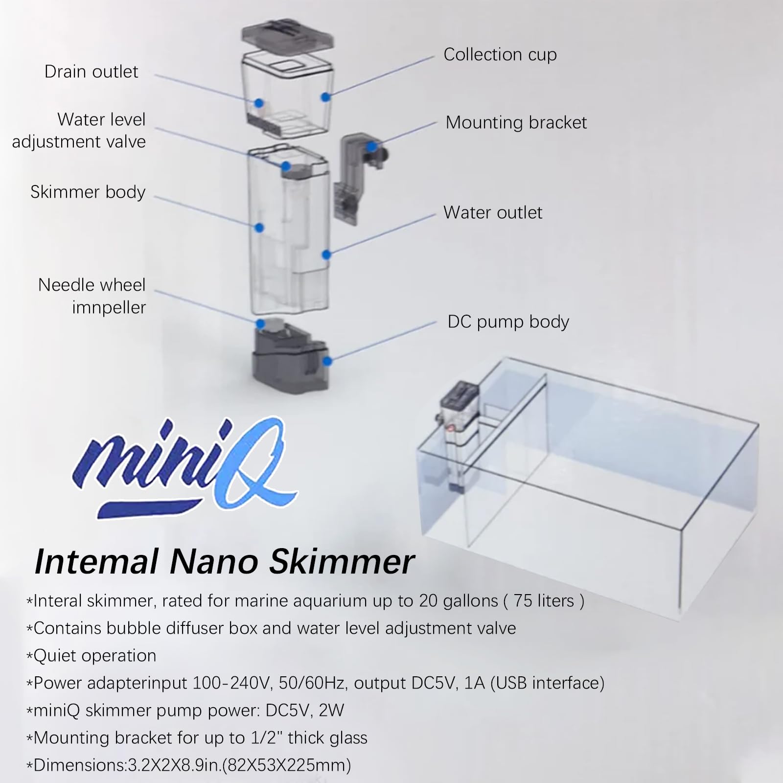 Bubble Magus mini q nano comparaison de taille avec main pour évaluer encombrement