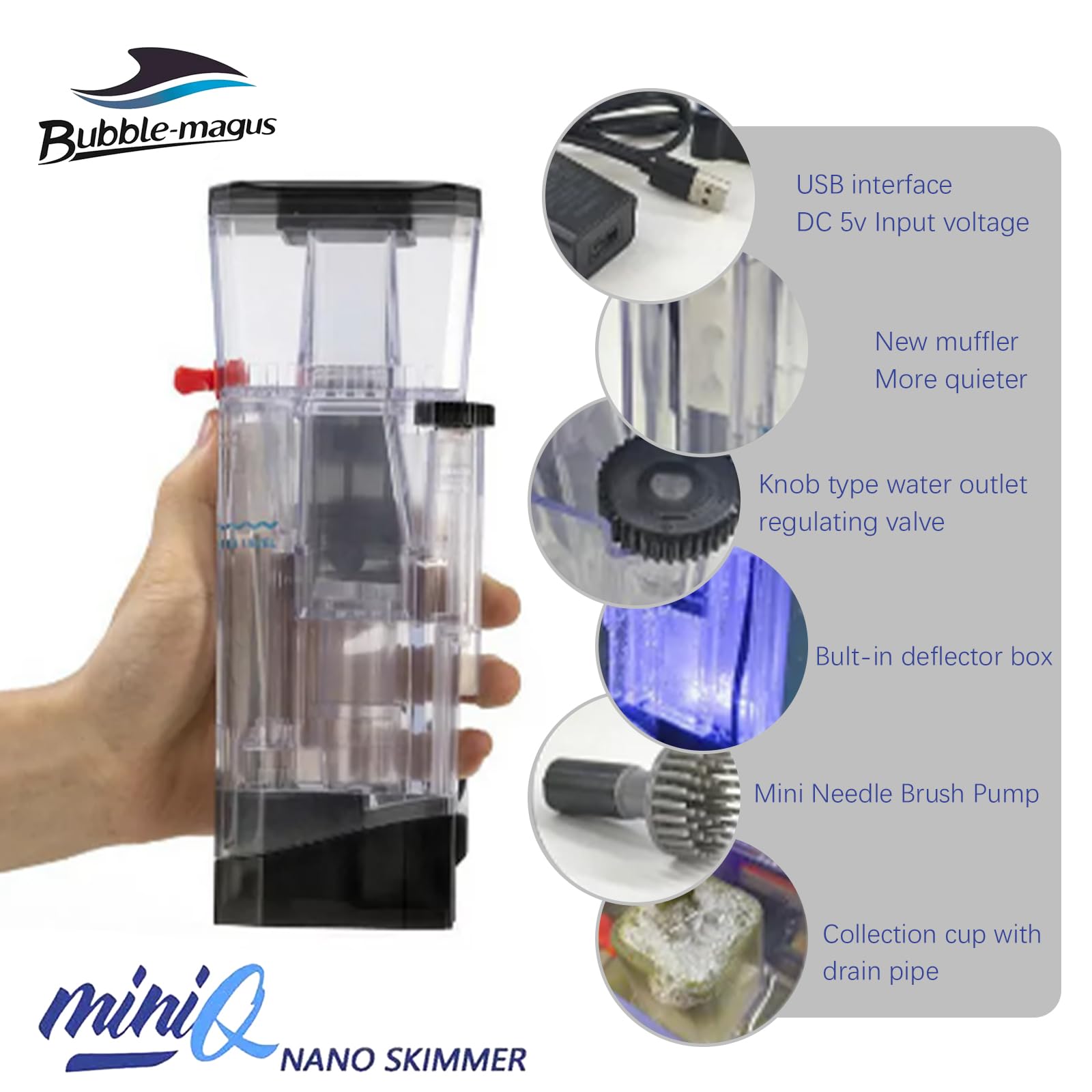 Bubble Magus mini q nano en action dans un nano-aquarium améliorant clarté