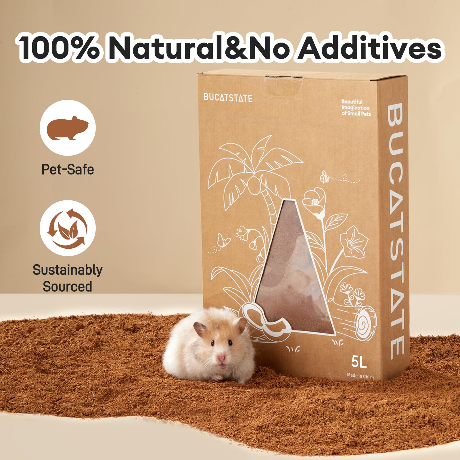 BUCATSTATE étiquette ingrédients montrant fibre coco naturelle