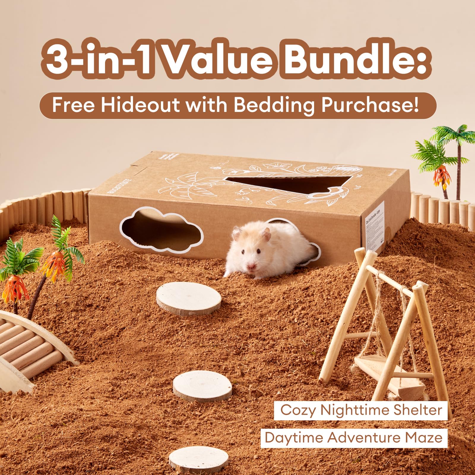 BUCATSTATE scène de vie hamster explorant pour stimulation et bien-être
