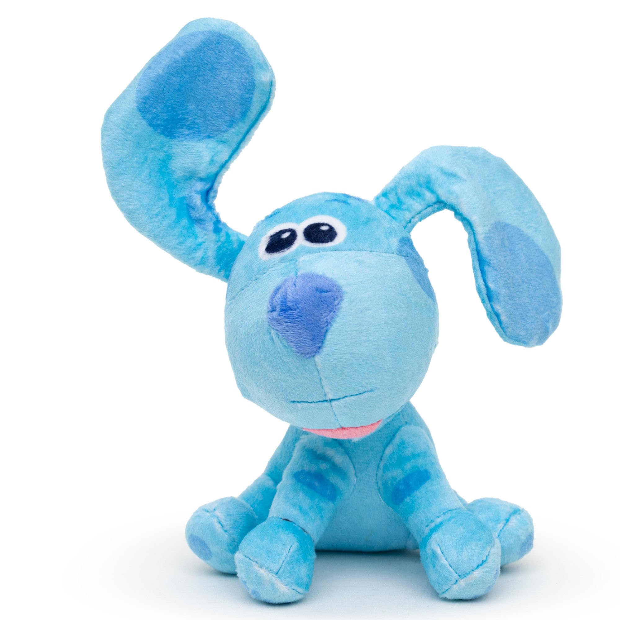 Buckle-Down Blue pose assise peluche montrant forme et couineur pour jeu
