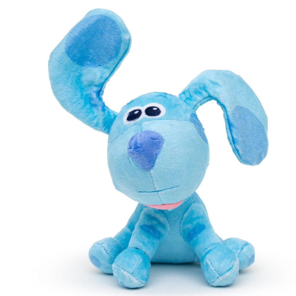 Buckle-Down Blue pose assise peluche montrant forme et couineur pour jeu