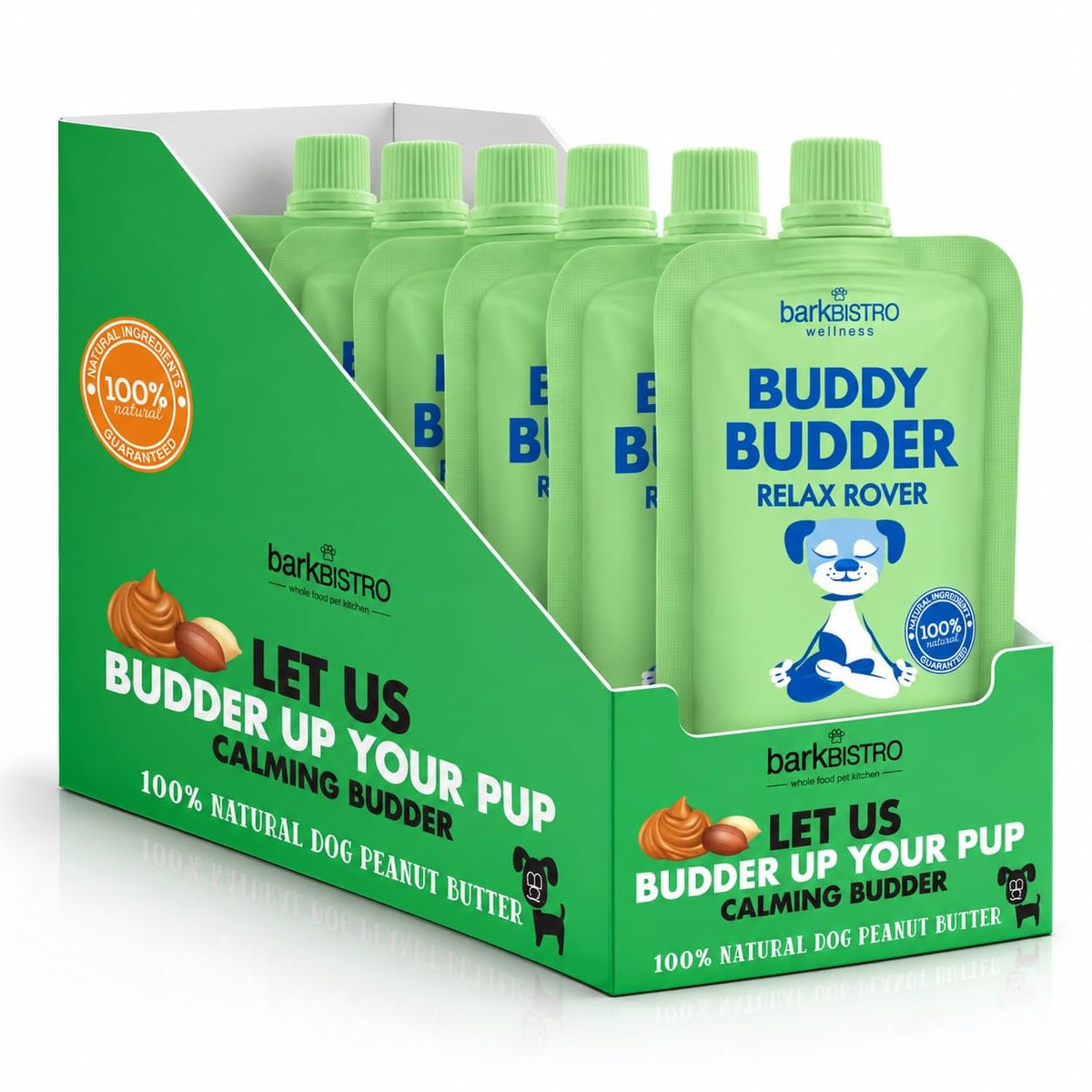 BUDDY BUDDER pack avant montrant six sachets pratiques pour friandises