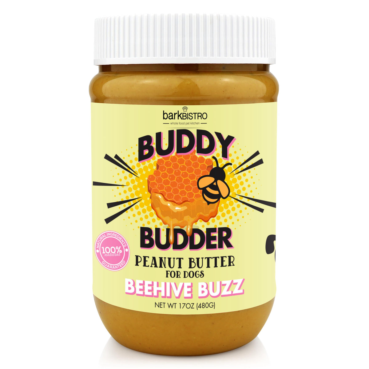 Buddy BUDDER pot de face montrant l'étiquette claire et l'usage sécurisé
