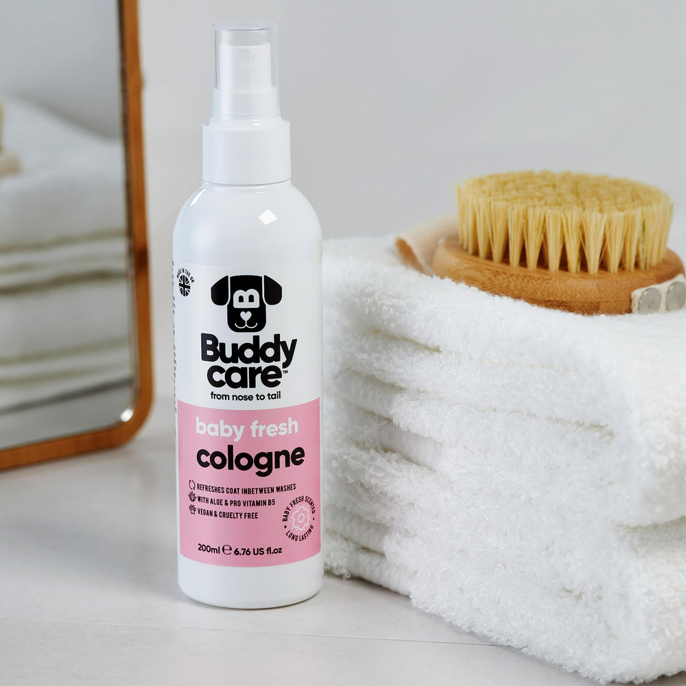 Buddycare flacon à côté d’un objet pour visualiser l’échelle et la contenance 200 ml