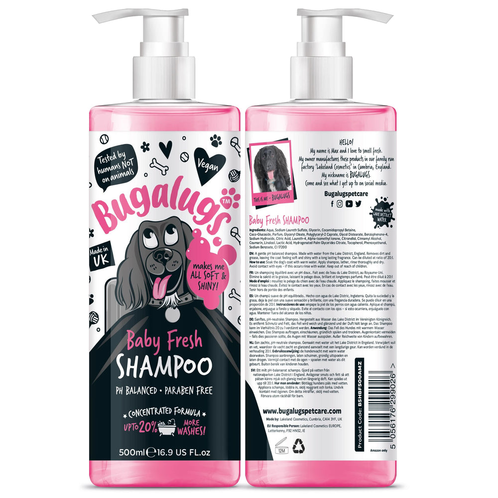 BUGALUGS flacon Baby Fresh montrant l’étiquette et l’arôme talc durable