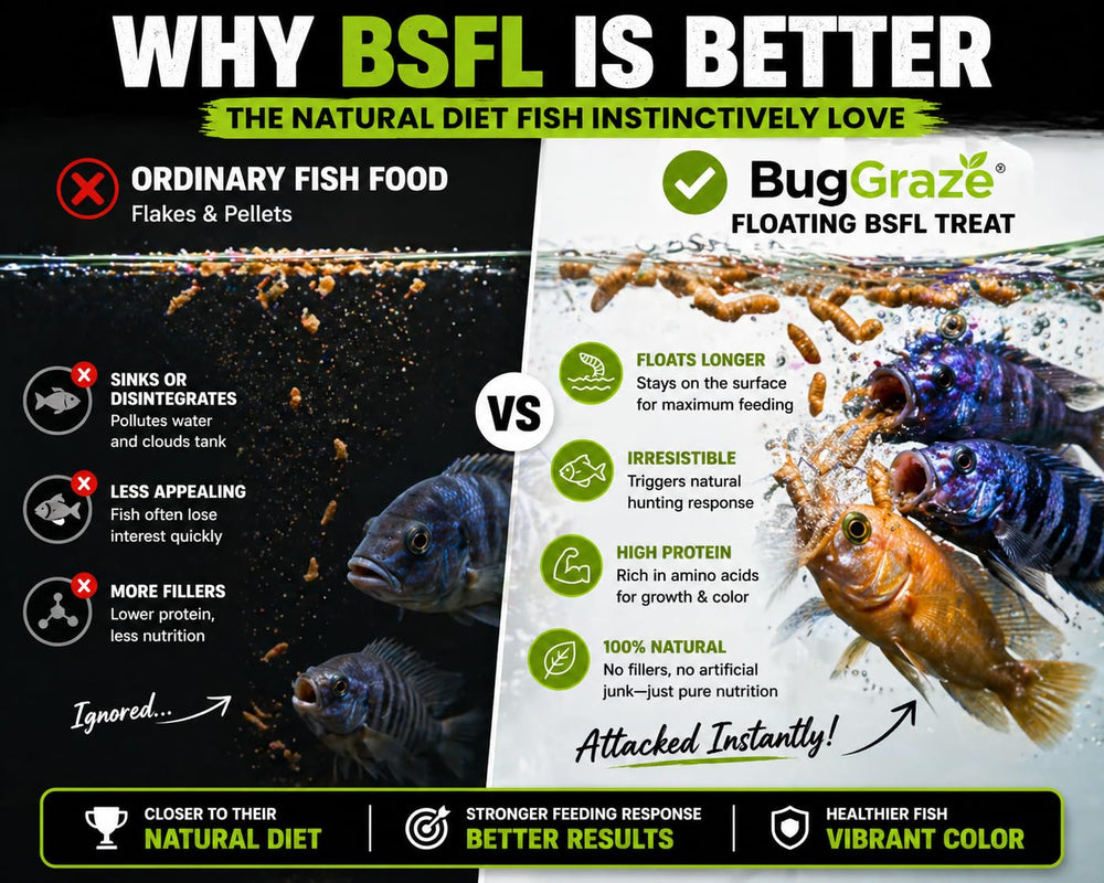 BugGraze friandise flottant en aquarium stimulant comportement naturel