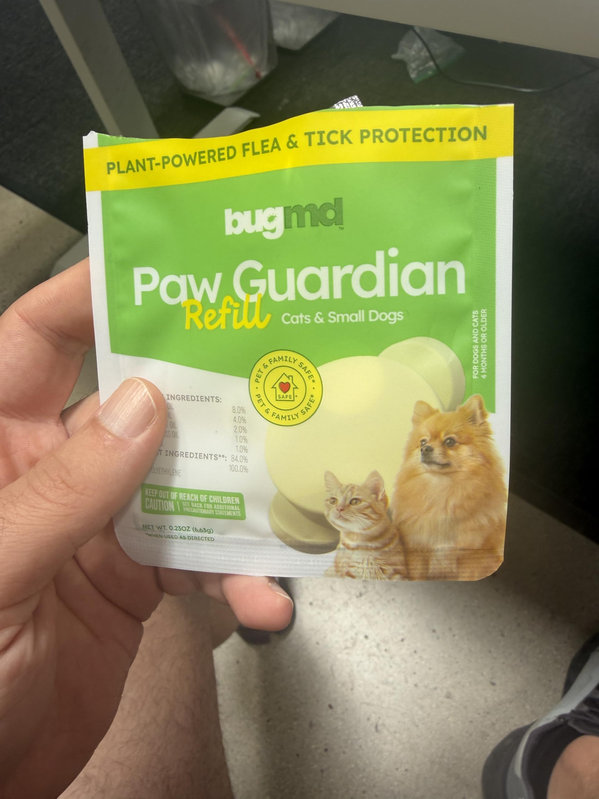 bugmd pastille gros plan montrant texture et diffusion naturelle