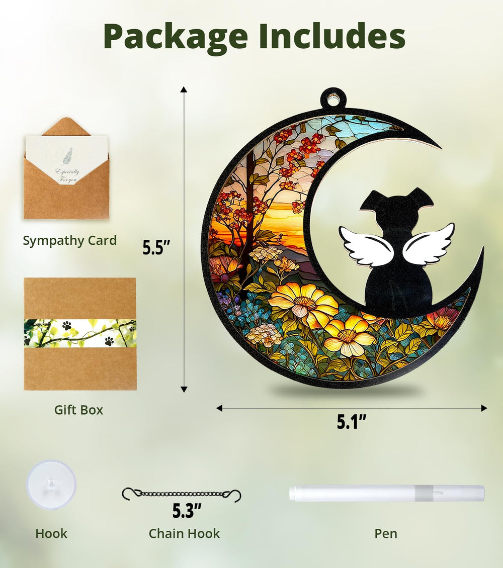 BUHOUHUI coffret cadeau ouvert contenant suncatcher, carte, stylo et chaîne