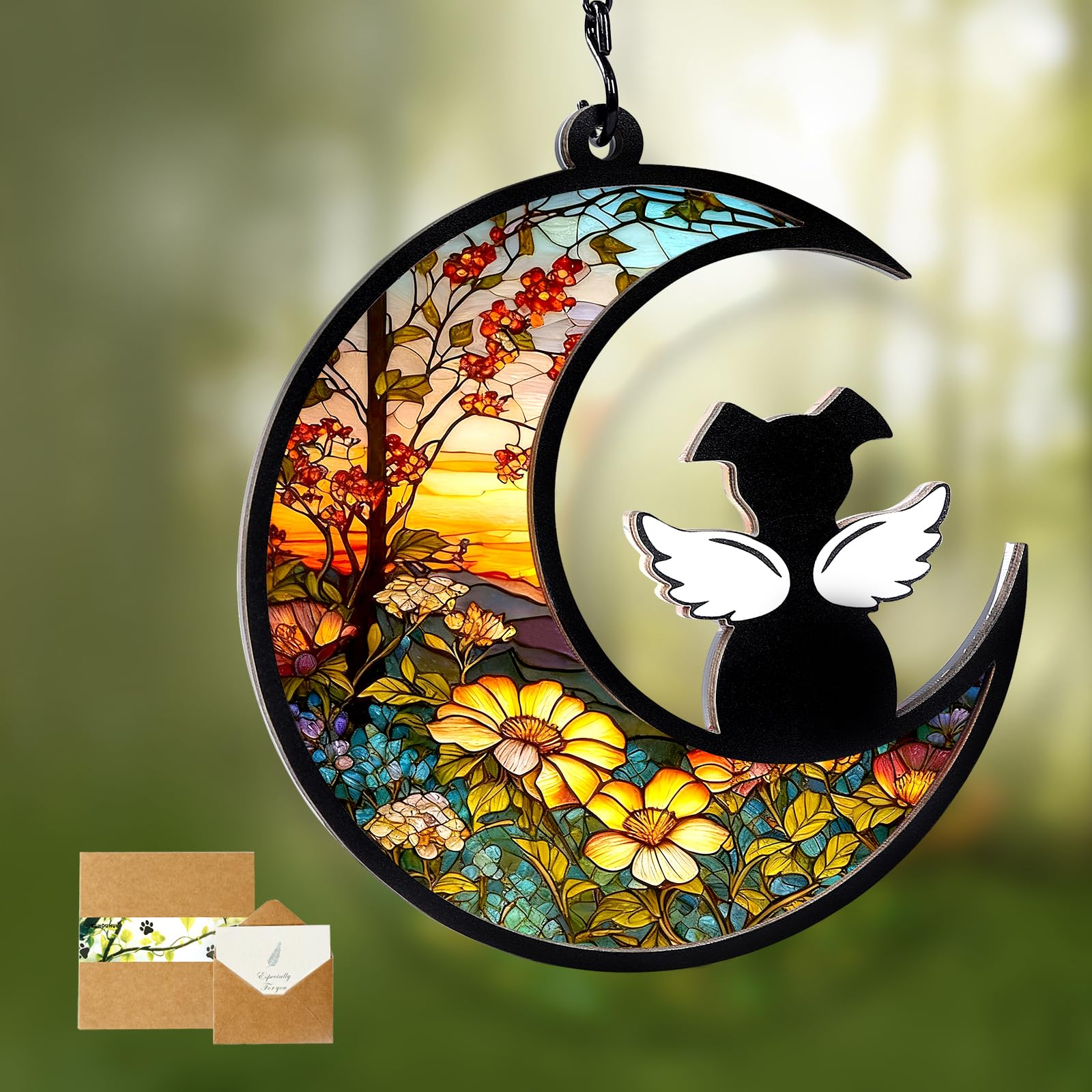 BUHOUHUI suncatcher tournesol face avant montrant design lumineux et hommage