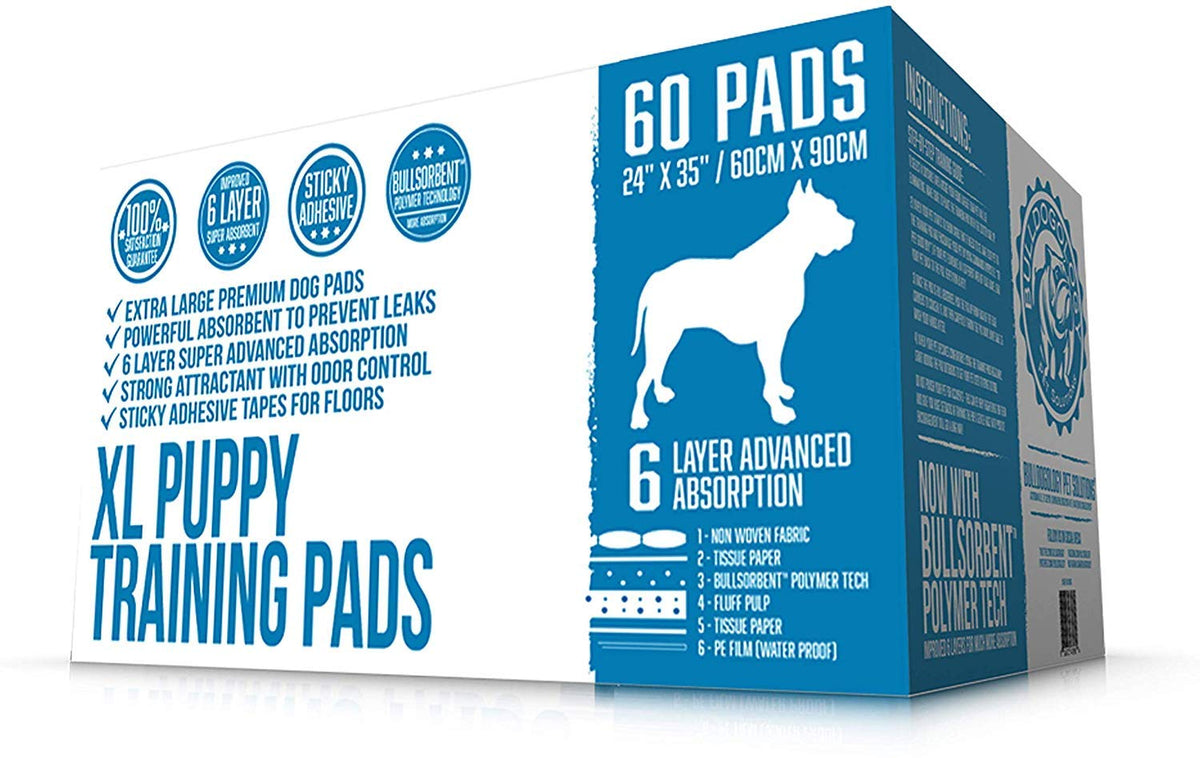 Bulldogology packaging avant montrant 60 tapis XL pour protection rapide