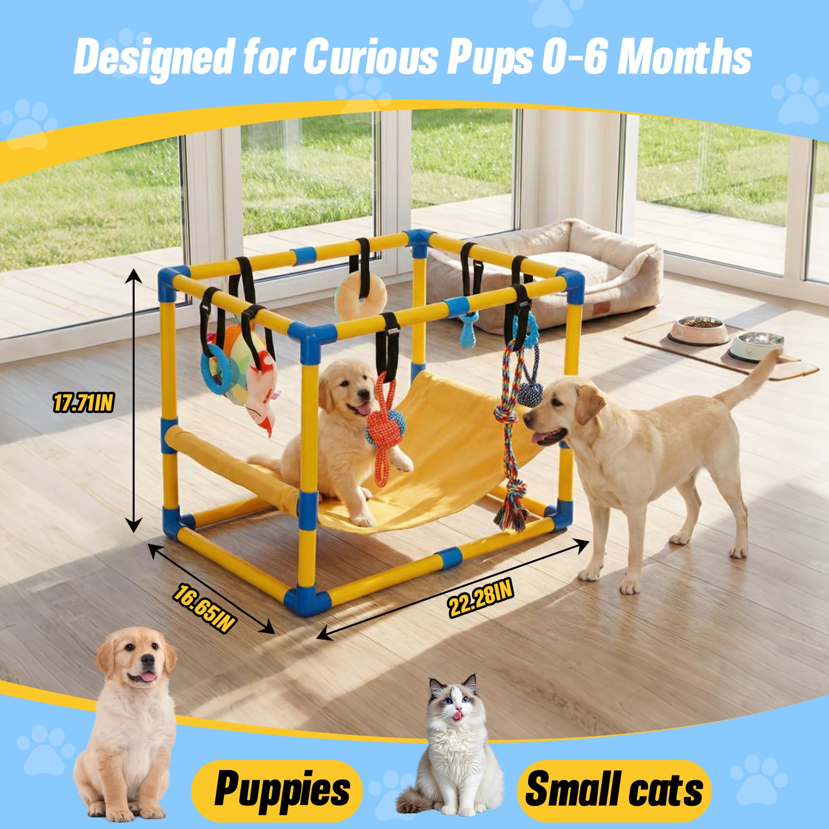 Bullro gros plan sur les 8 jouets suspendus pour stimulation variée