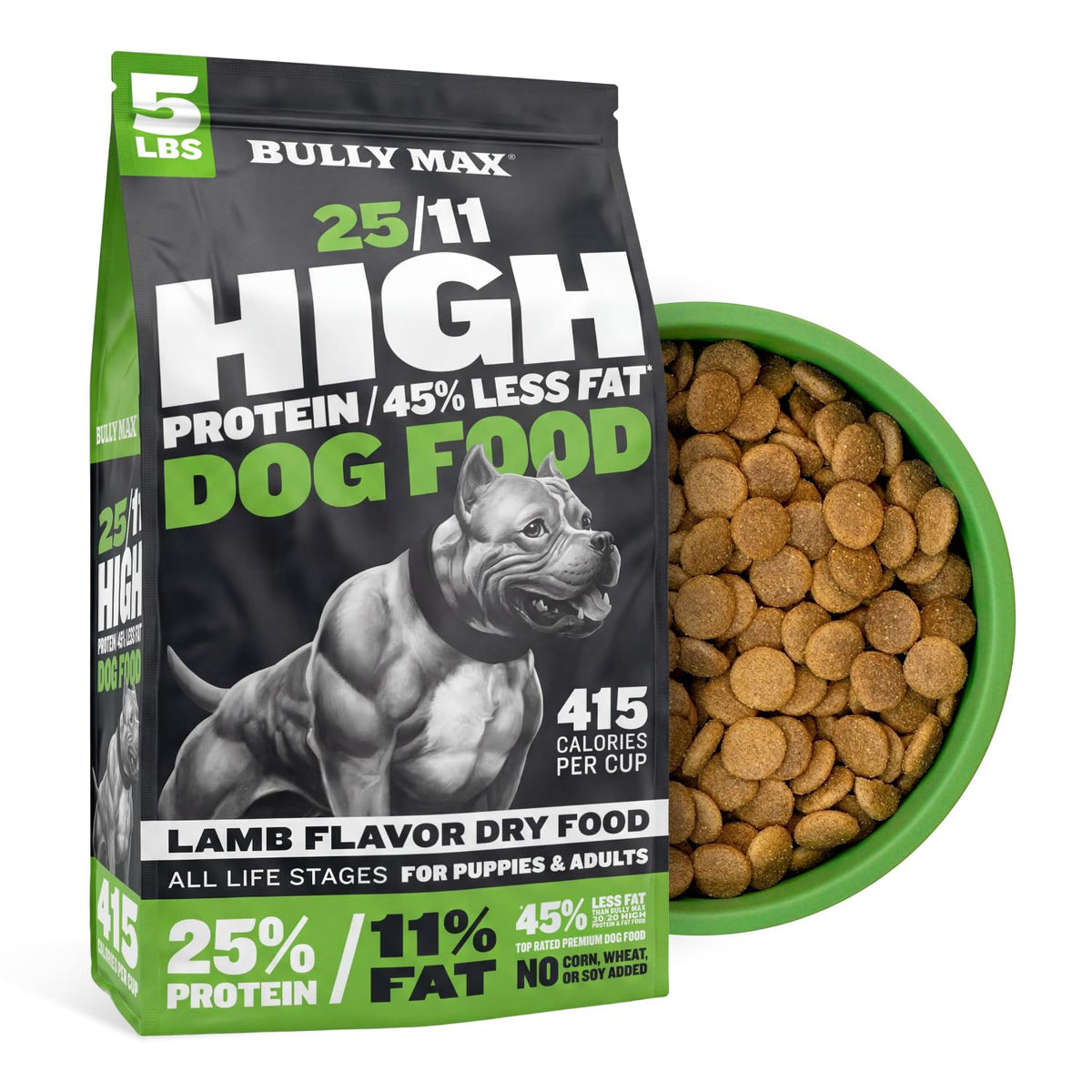 Bully Max sac 5 lb montrant emballage et informations produit pour contrôle poids