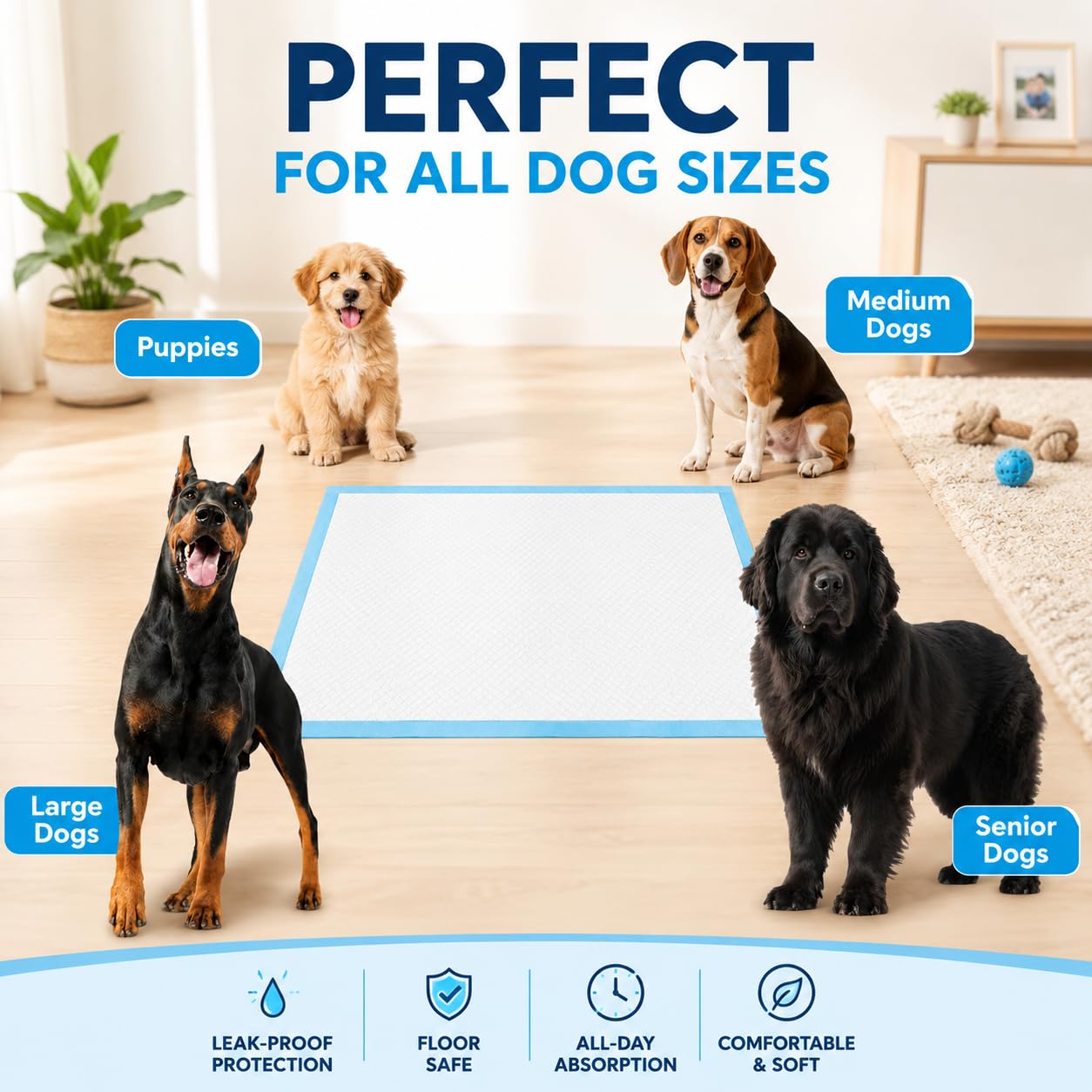 Bulubaky bord triple garde empêchant déplacement et fuites pour chiots