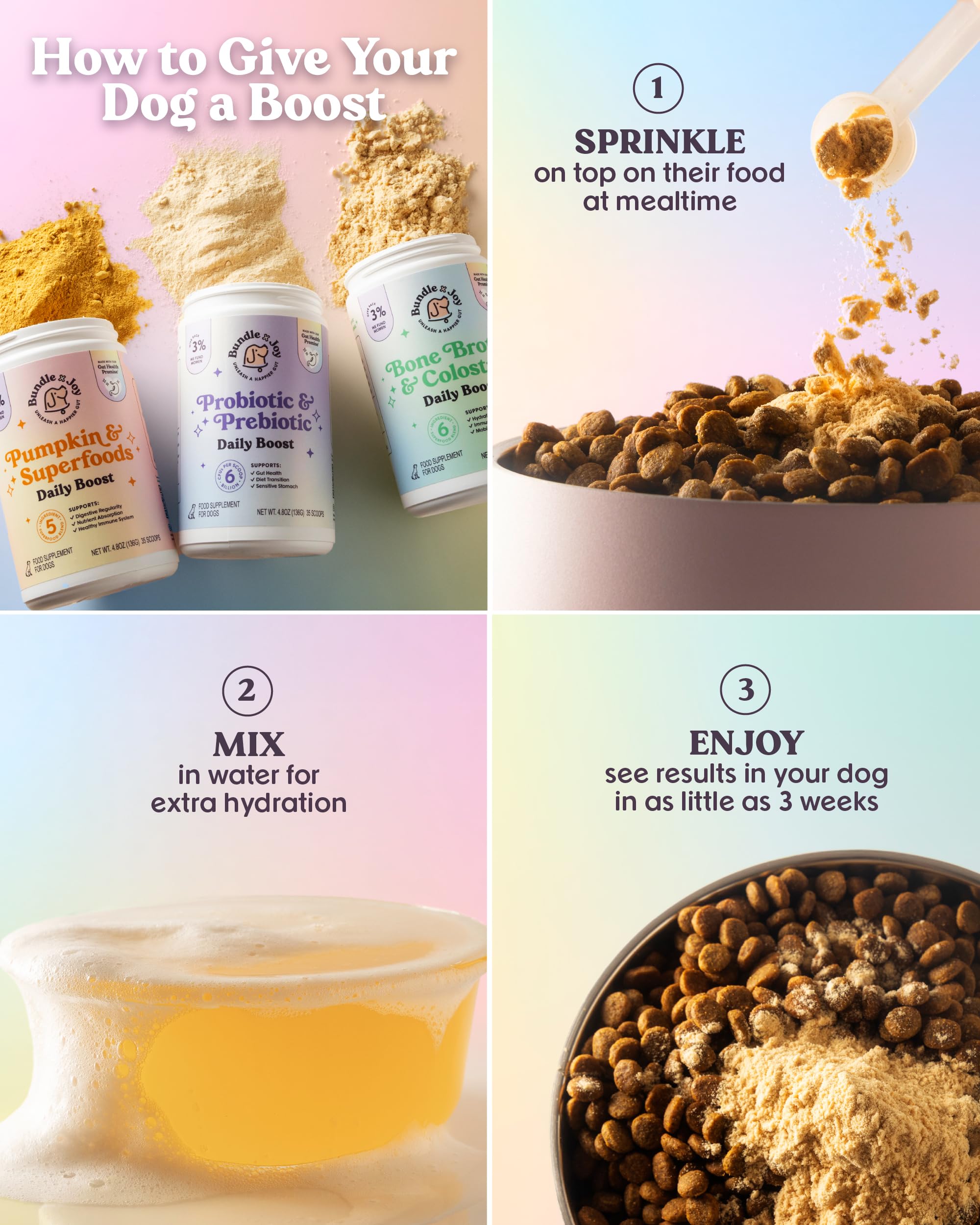 Bundle x Joy étiquette colostrum avec indication de qualité et sécurité