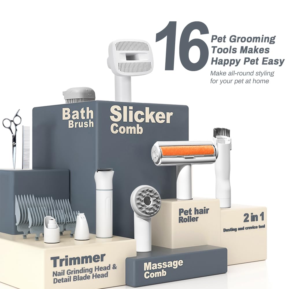 Bunfly scène de toilettage domestique montrant kit en usage, confort animal