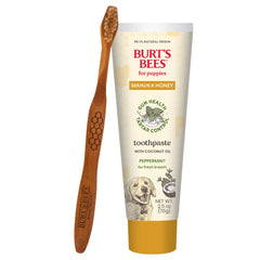 BURT'S BEES FOR PETS boîte avant du kit chiot, présentation claire pour démarrer le brossage