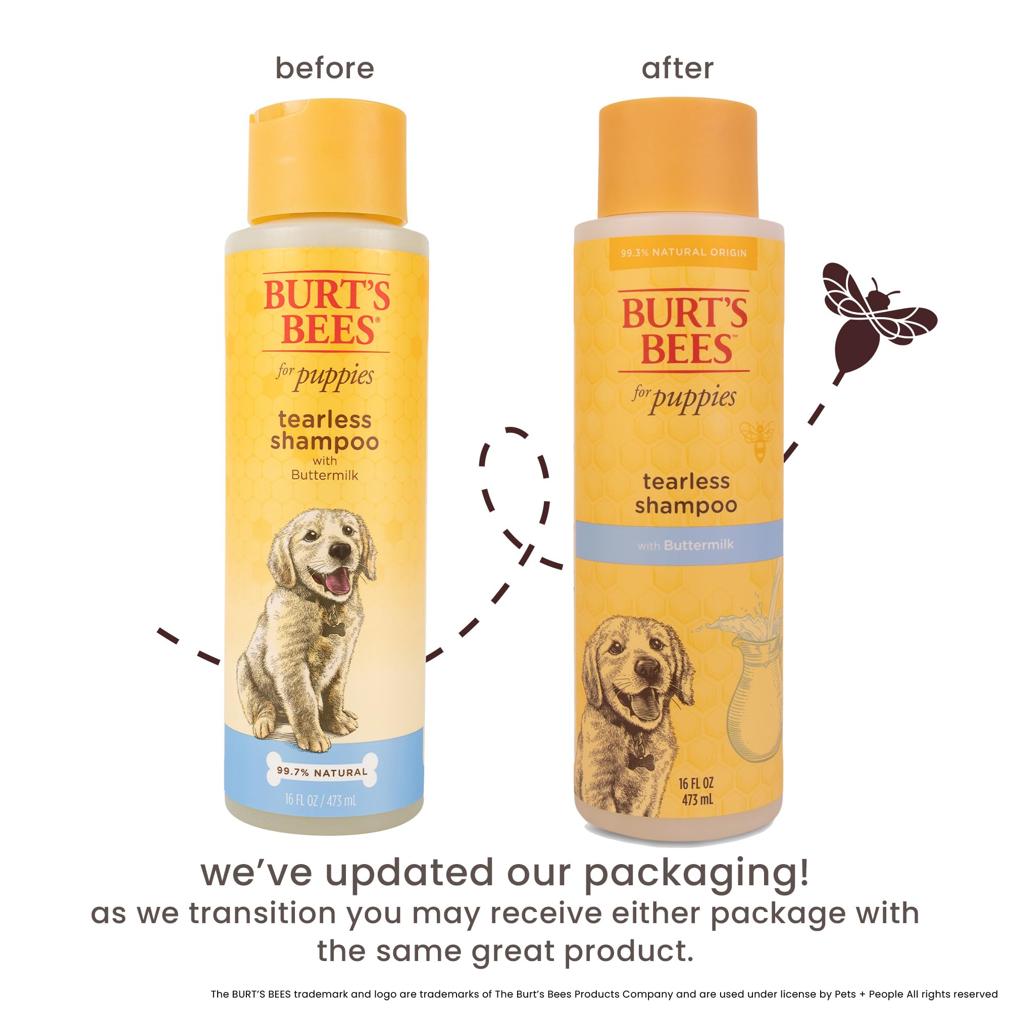 BURT'S BEES FOR PETS étiquette détail lisible indiquant ingrédients naturels