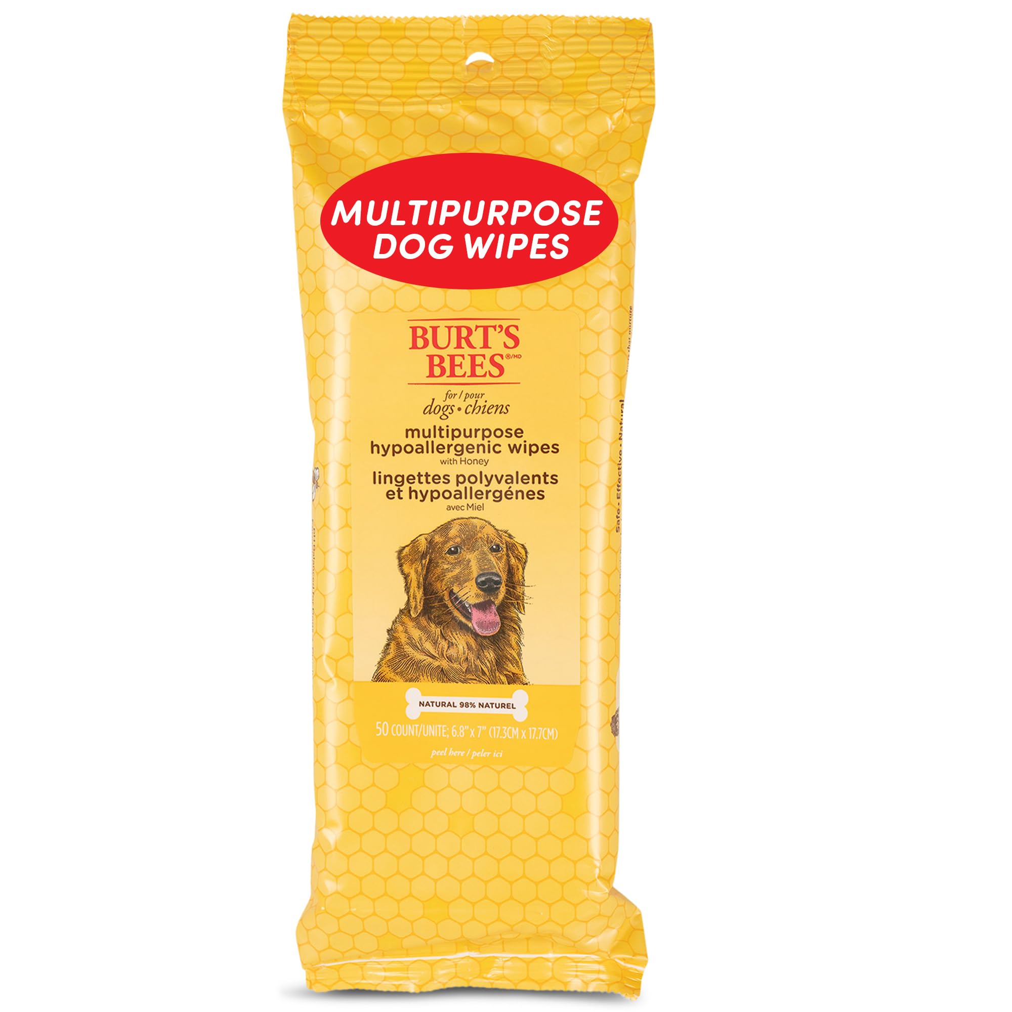 BURT'S BEES FOR PETS emballage avant montrant le format pratique et immédiat