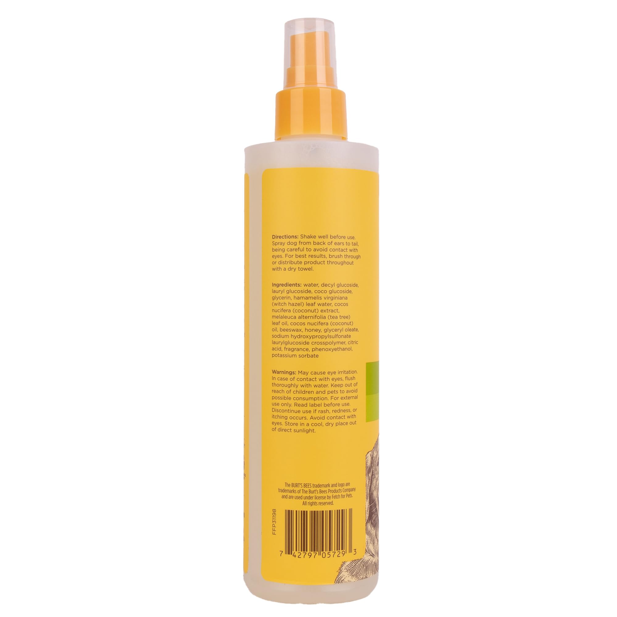 BURT'S BEES FOR PETS étiquette détaillant ingrédients naturels et pH adapté