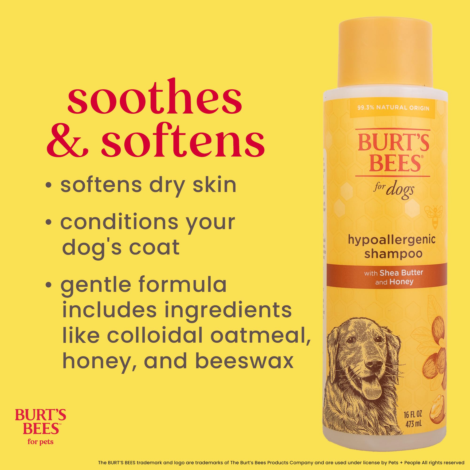 BURT'S BEES FOR PETS texture crémeuse du shampooing pour un lavage doux et facile à rincer