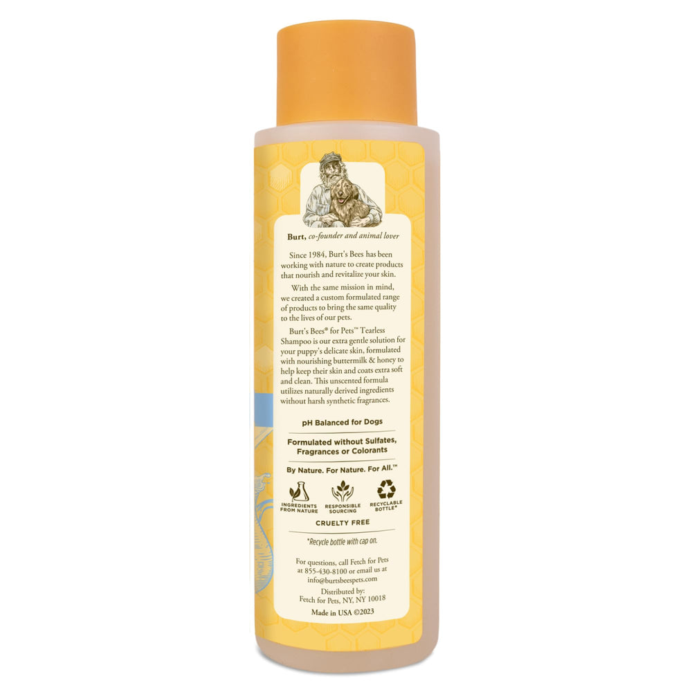 Burt's Bees for Pets étiquette lisible listant ingrédients naturels et sécurité
