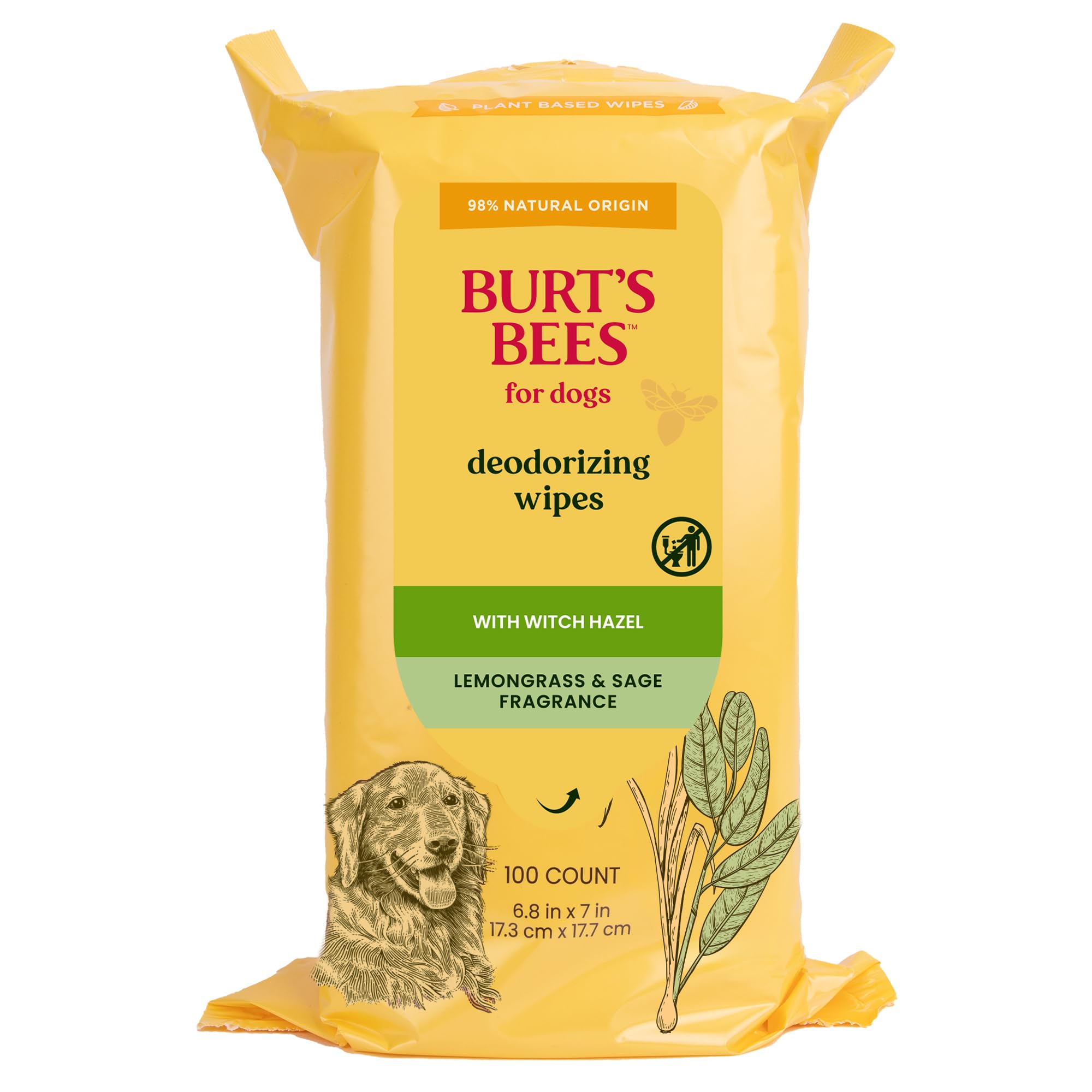 Burt's Bees for Pets paquet avant montrant format 100 unités et praticité