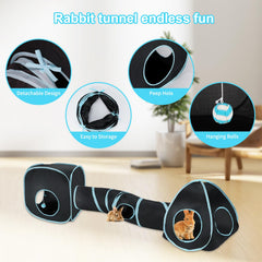 BWOGUE lapin utilisant le tunnel pour exercice et cachette confortable