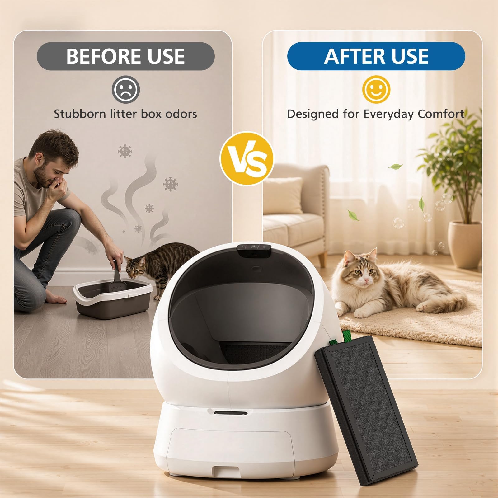 PETLIBRO Luma en fonctionnement avec filtre Caehomly pour air plus frais