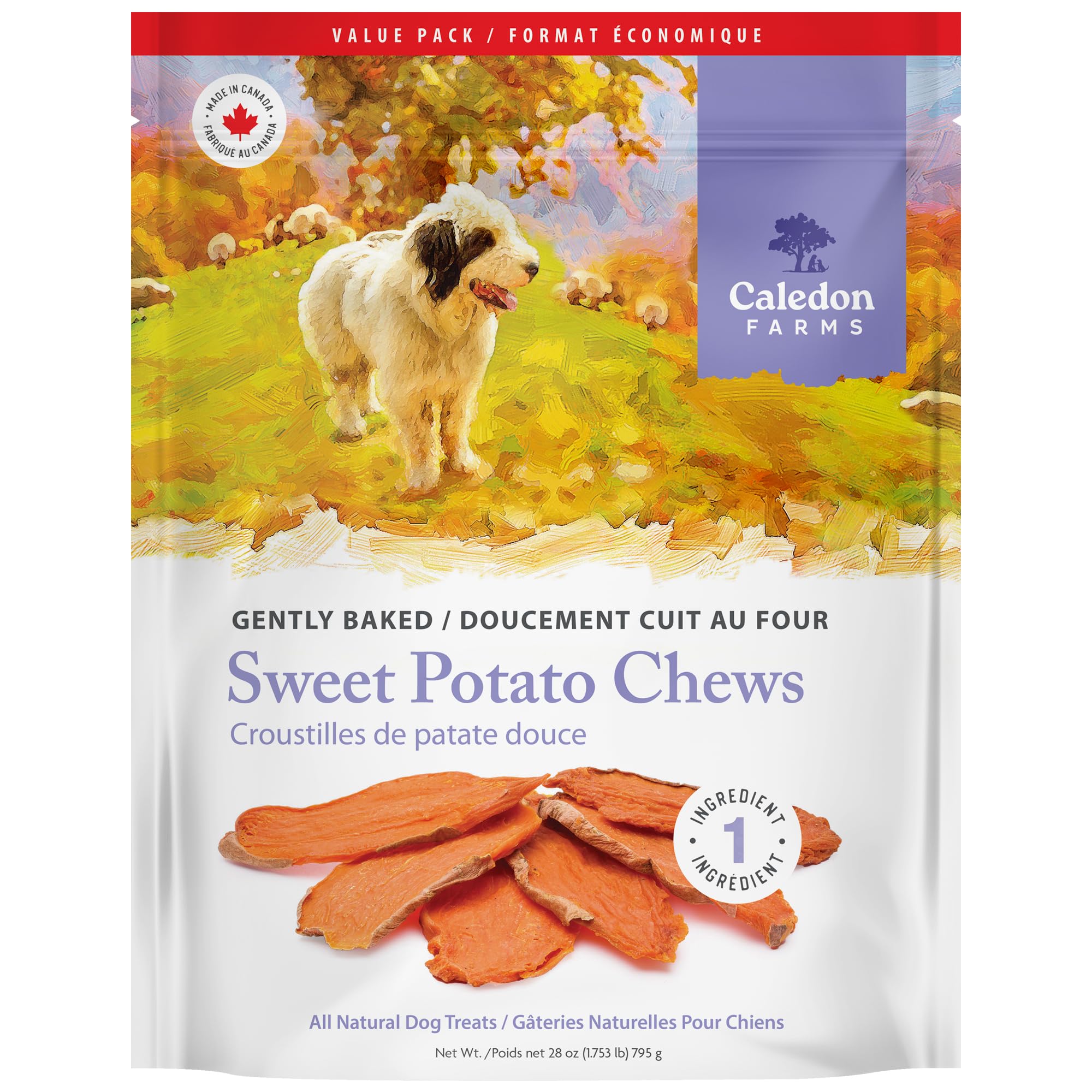 Caledon Farms emballage avant montrant format 795 g et bénéfice naturel