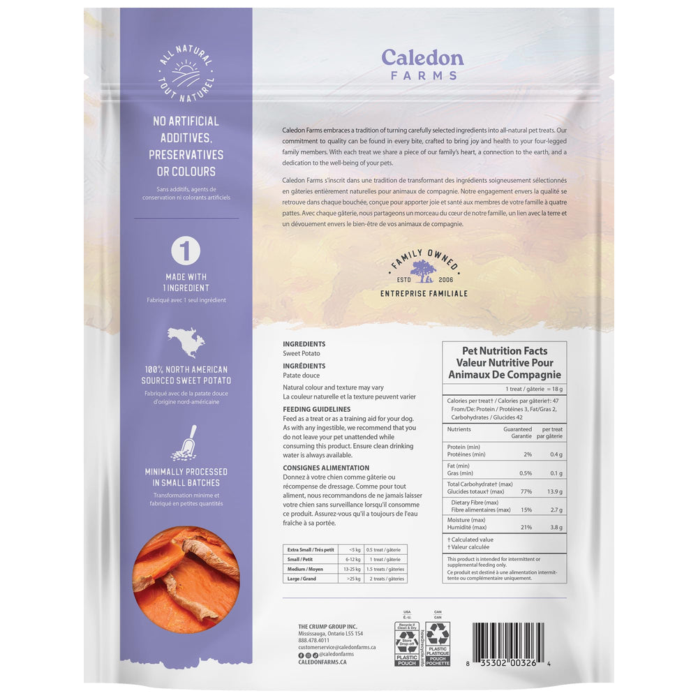 Caledon Farms gros plan texture dense de la patate douce pour mastication
