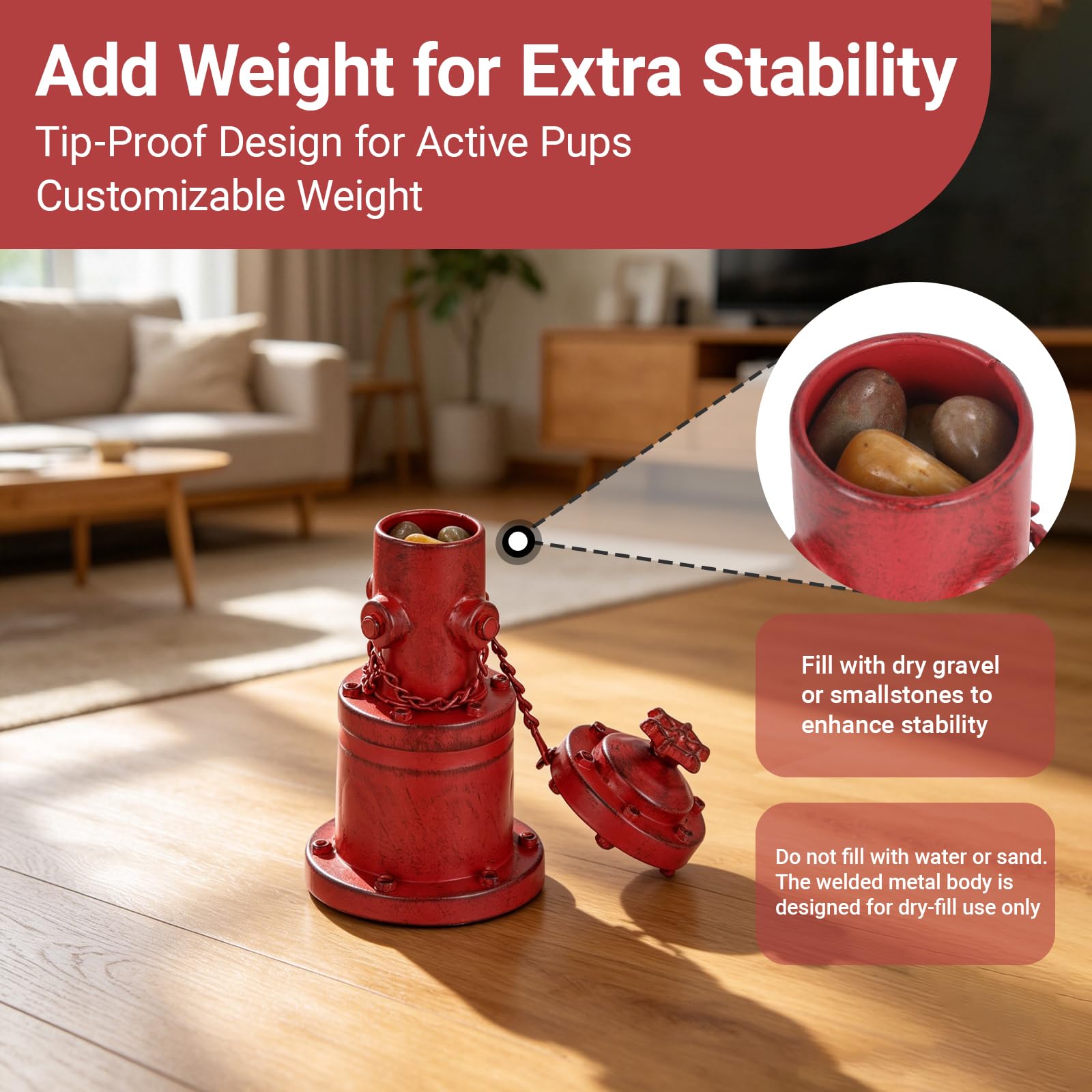 CaliDecor ouverture supérieure visible facilitant le remplissage pour stabiliser