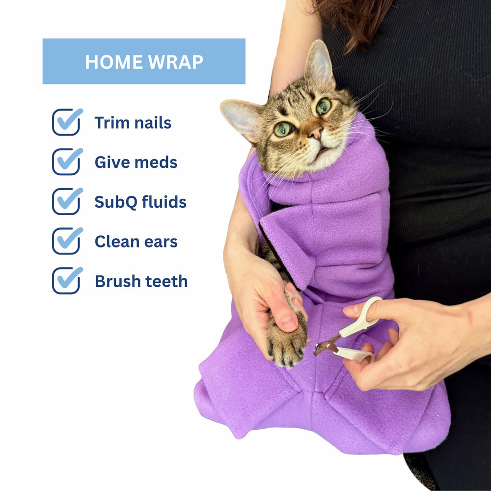 calm & cozy cat wrap comparaison taille montrant ajustement medium standard
