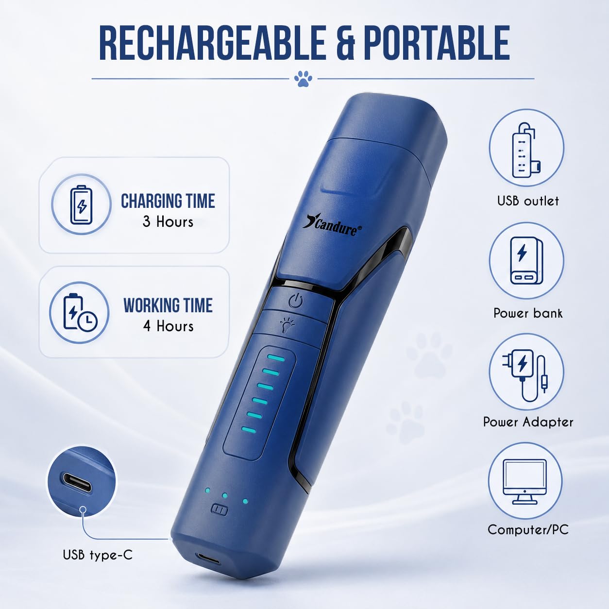 Candure voyant LED de niveau de batterie indiquant autonomie restante pratique