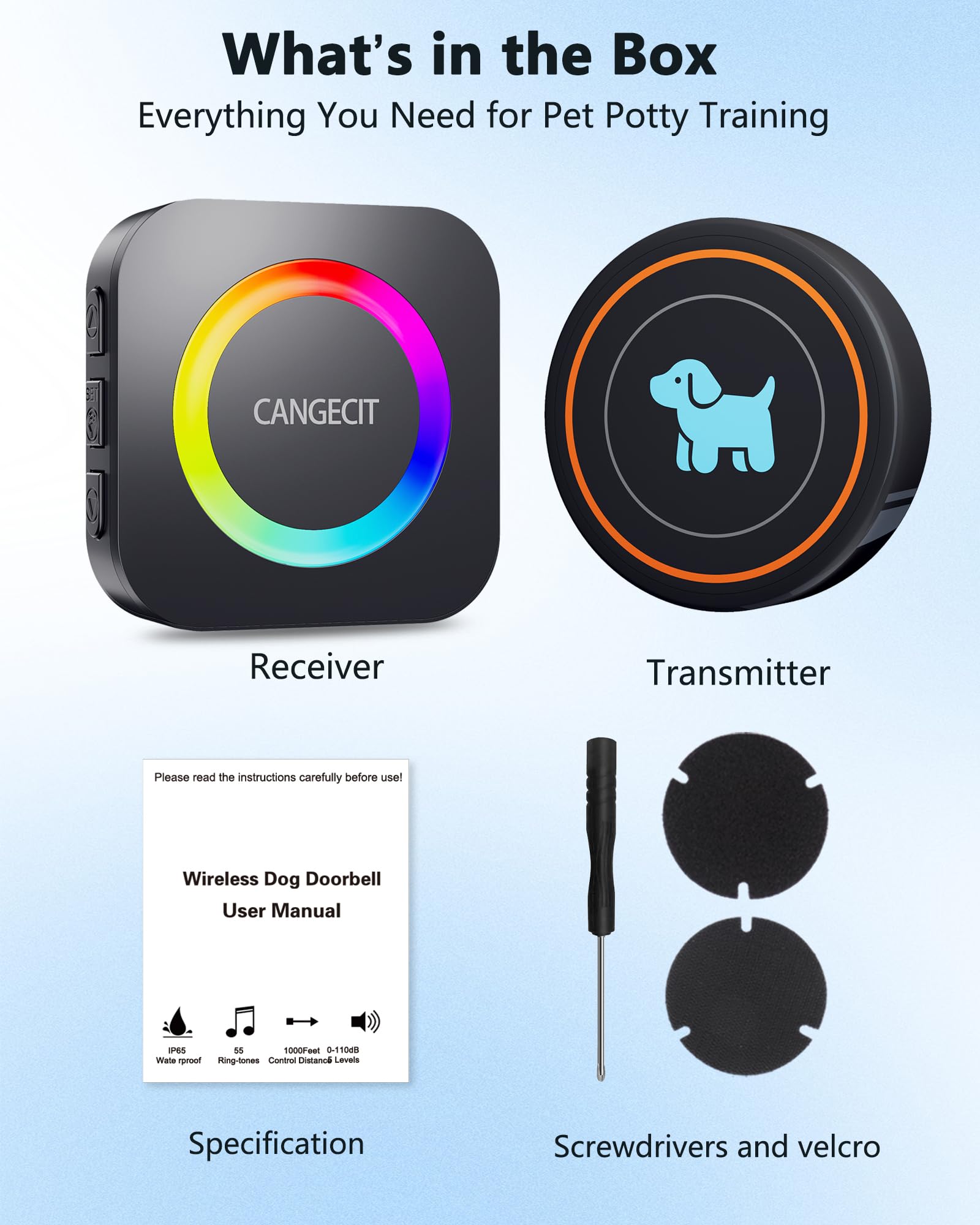 Cangecit emballage et accessoires montrant contenu complet